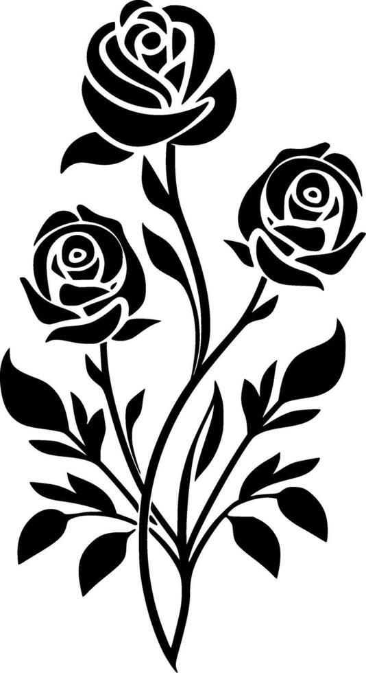 Flowers - Black and White Isolated Icon - illustration